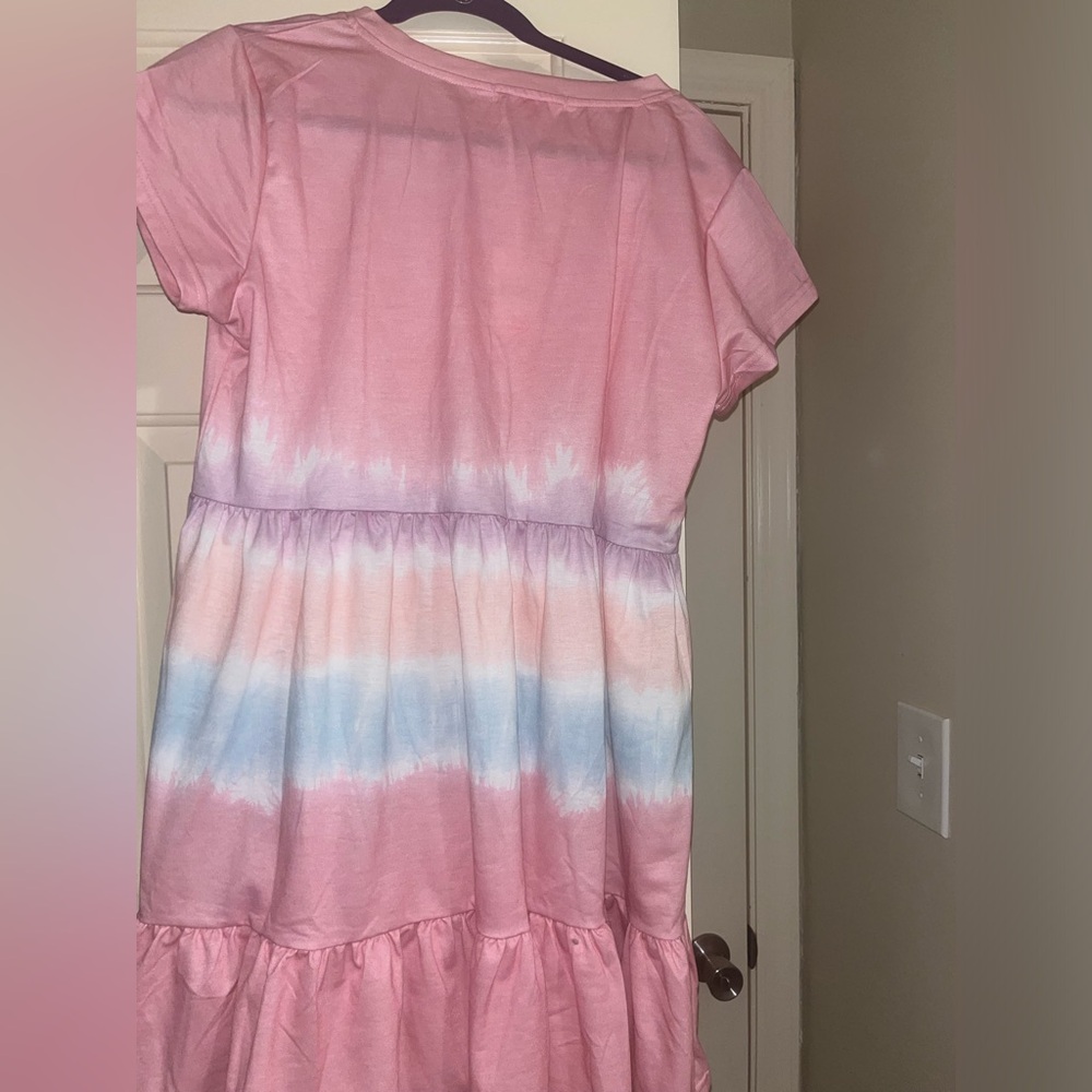 Simply Southern Pink Tie Dye Ruffle Dress - Picture 5 of 8
